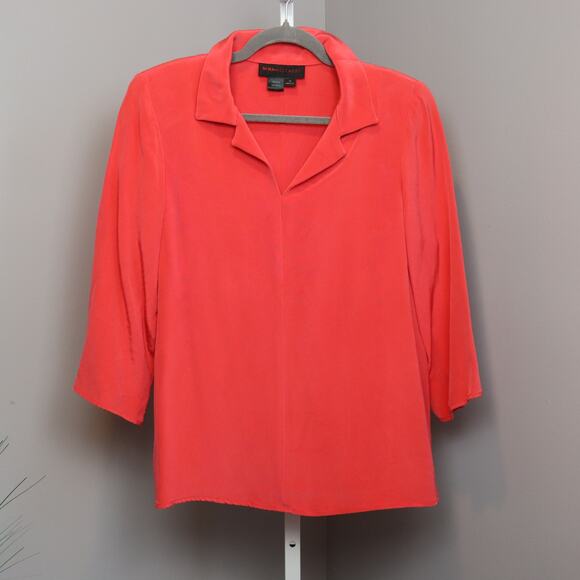 Nina McLemore 100% Silk Coral Blouse Size 10 Made in USA - Picture 1 of 3